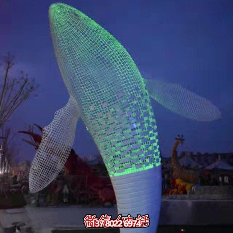 不銹鋼鯨魚雕塑景觀，營造完美空間氛圍