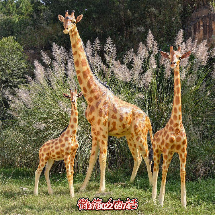 玻璃鋼彩繪大型仿真長頸鹿，為動物園、園林添彩