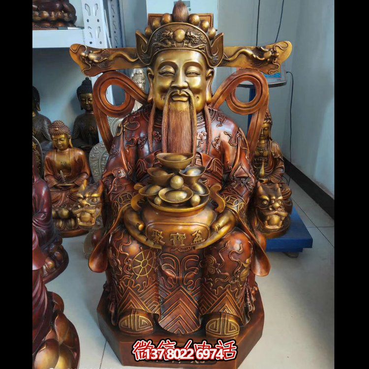 家用純銅鍛造財(cái)神爺?shù)袼堋?cái)源滾滾，祝福財(cái)運(yùn)永久