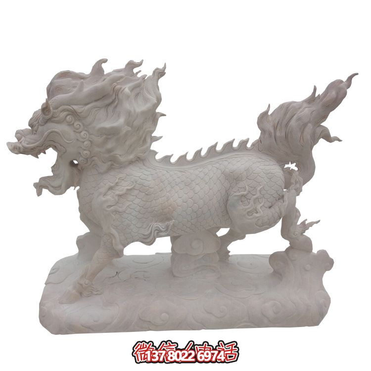 傳承漢白玉石雕麒麟雕塑，美化景區(qū)戶外環(huán)境