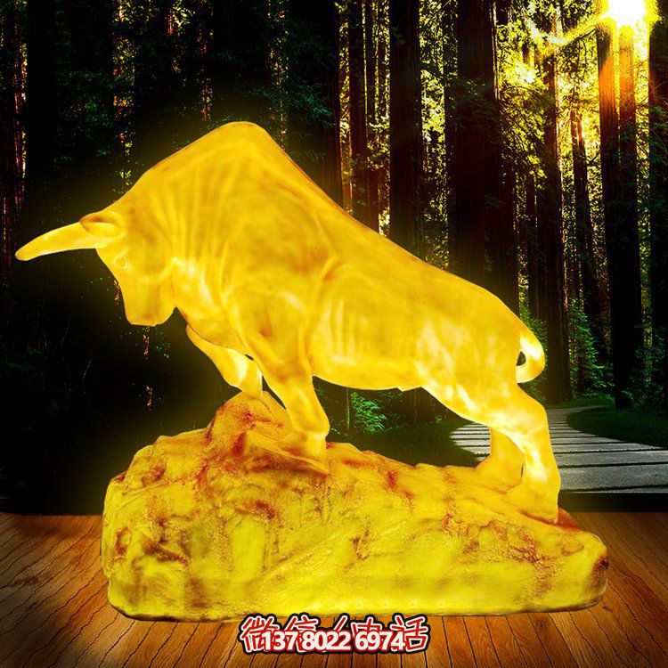 玻璃鋼拓荒牛景觀燈，拓展景區公園草坪環境亮化